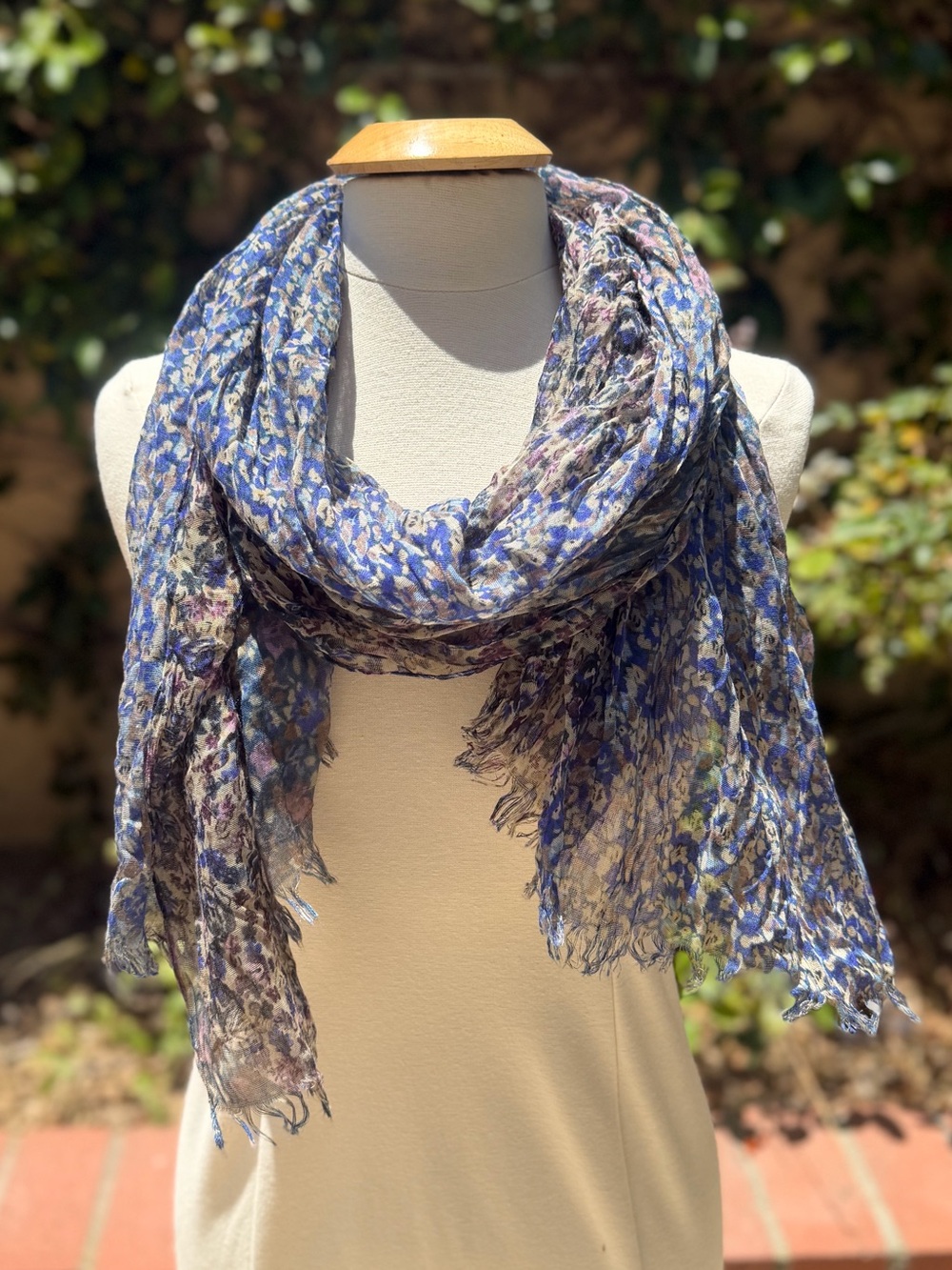 Lightweight Blue Floral Women's Scarf